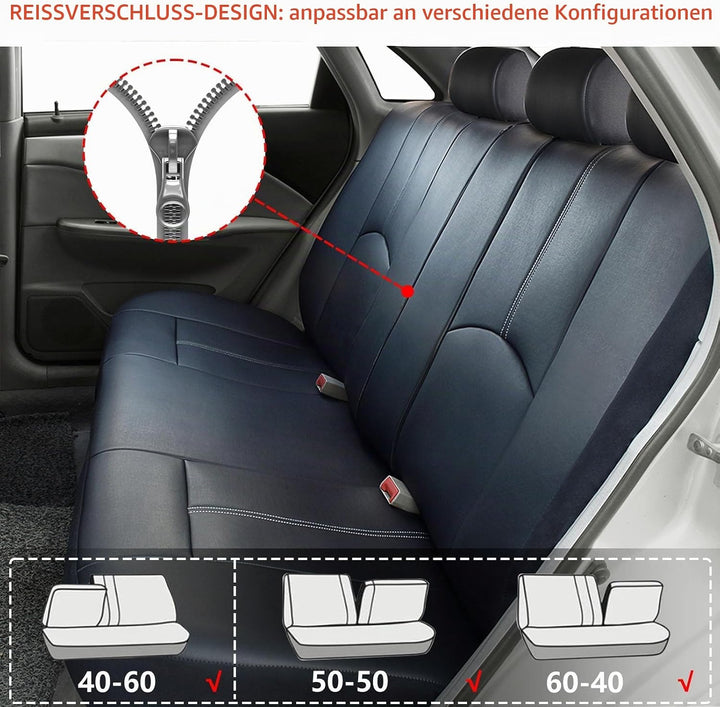 AUTO HIGH Auto-Sitzbezüge Set Universal - Schwarz Auto-Schonbezüge für die Vordersitze &amp; Rückbank mi