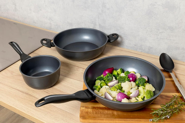 Barazzoni Pfanne Ø 32 cm, Keramikbeschichtung, Made in Italy, Induktion + Gas mit Scheibe Full Induc