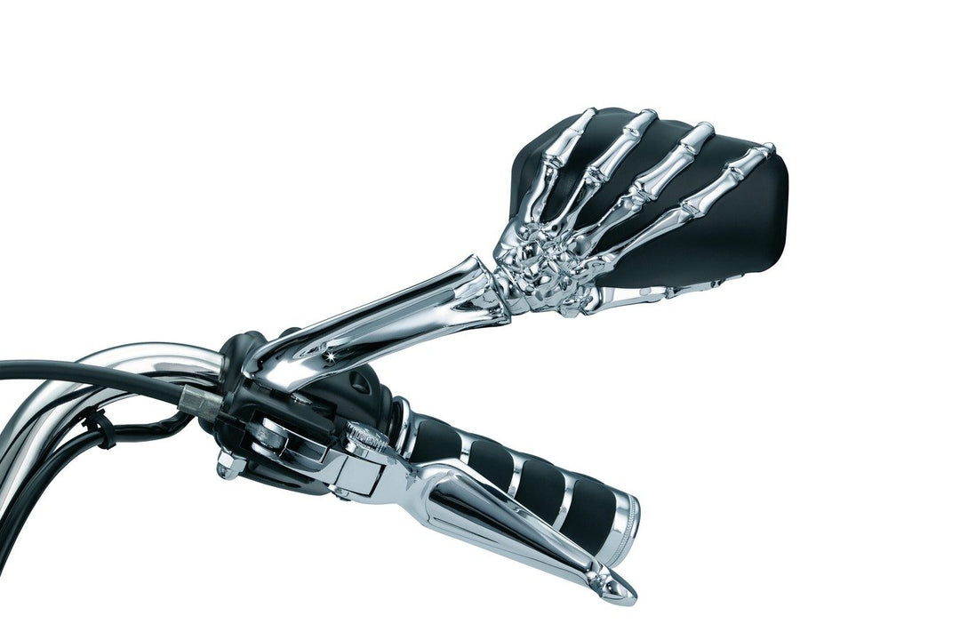 Kuryakyn 1764 Motorradlenker Zubehör: Skelett Hand Rückspiegel Seitenspiegel Schwarze Vorbauten/Chro