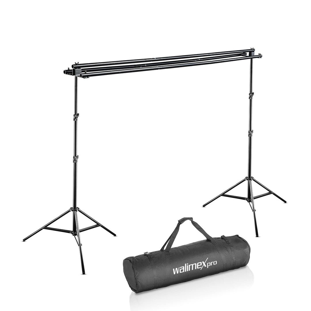 Walimex pro 3-fach Hintergrundsystem 145-290cm I für bis zu 3 Leinwände aus Papier & Stoff I stabile