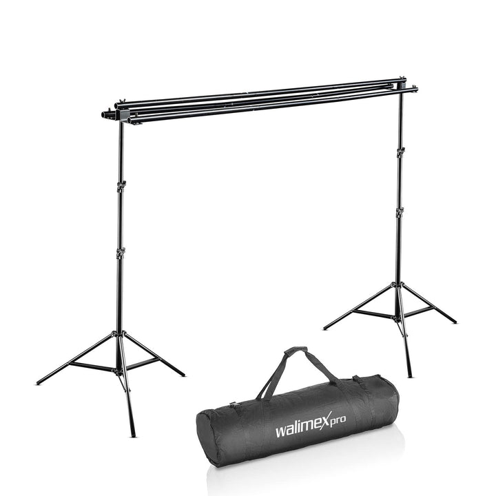 Walimex pro 3-fach Hintergrundsystem 145-290cm I für bis zu 3 Leinwände aus Papier & Stoff I stabile