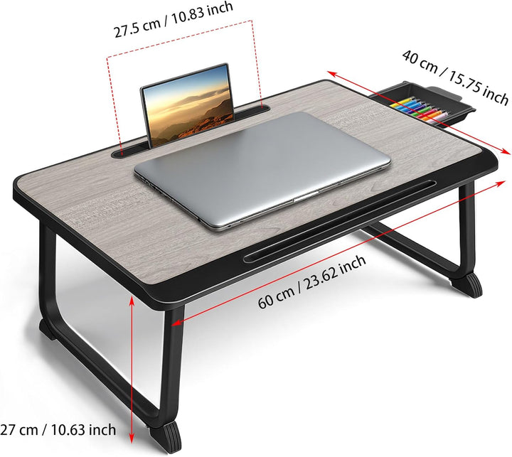 Laptop Bett Tisch - Schreibtisch, Nachttisch mit Schublade, für Laptop, Lesen, Schreiben, Essen und