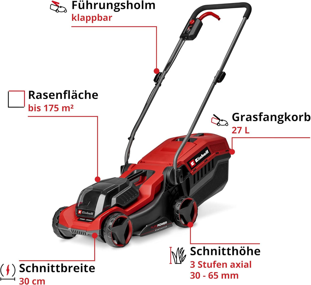 Einhell Akku-Rasenmäher GE-cm 18/30-1 Li BL-Solo Power X-Change (18 V, 30 cm Schnittbreite, bis 175