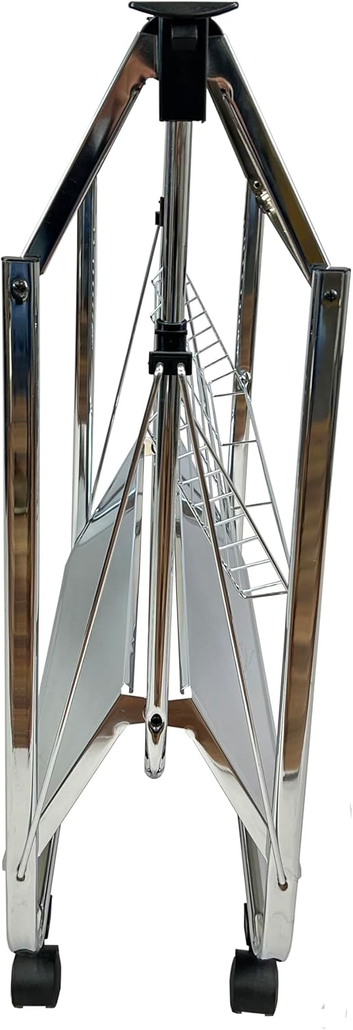 abc HOME | Servierwagen Klappbar Verchromt 70cm Hoch – Mobiler Küchenwagen mit Rollen – Platzsparend