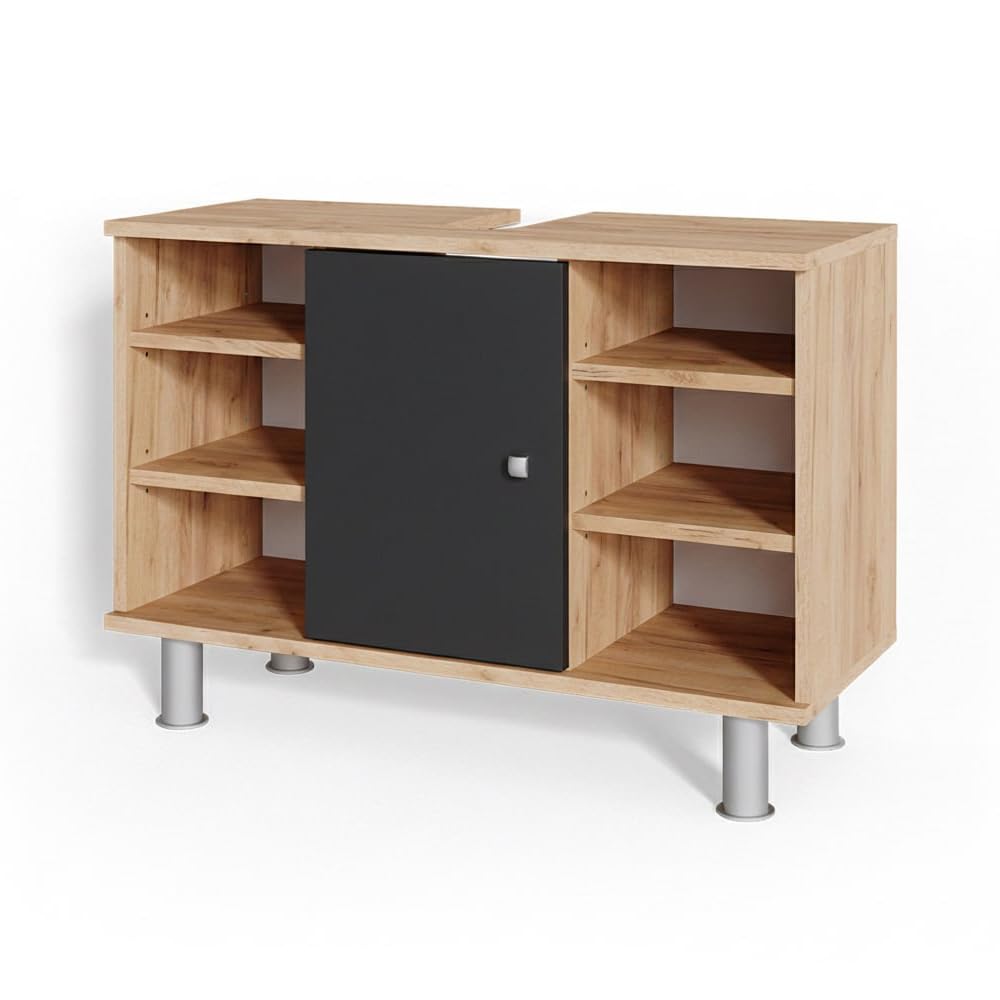 Vicco Waschbeckenunterschrank Fynn, Anthrazit/Goldkraft Eiche, 80 x 54 cm, Anthrazit