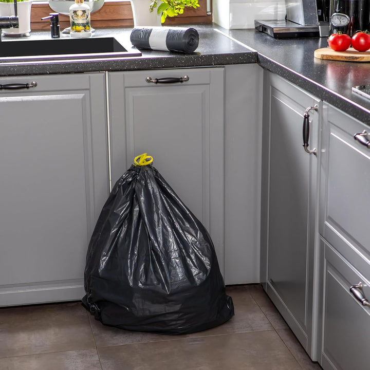 Müllsäcke 120L Schwarz - MIT ZUGBAND - 100 Recycelt - XXL Mülltüten (50 bis 1000 Säcke wählbar) (250