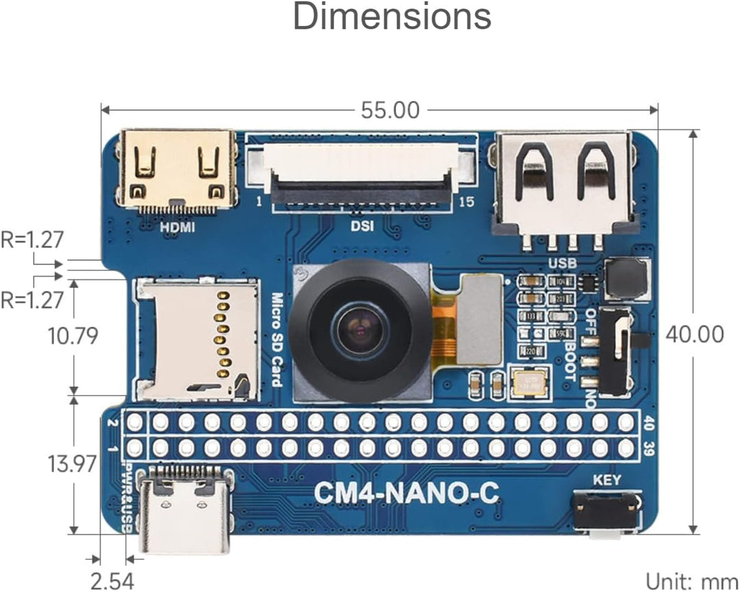 Nano Base Board (C) for Raspberry Pi Compute Module 4 Lite/EMMC, Same Size As The CM4,Standard CM4 S