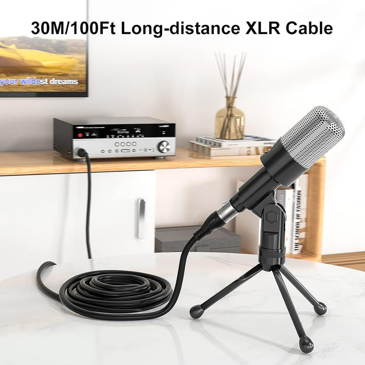 EBXYA XLR Kabel 30M/100FT & DMX Kabel 3-Pin Symmetrisch - Mikrofonkabel Stecker auf Buchse - Profess