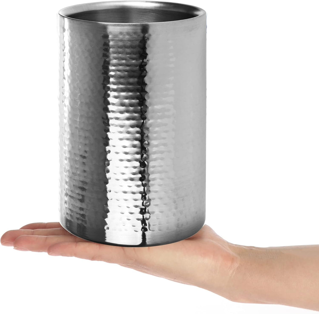 com-four® 2x Flaschenkühler - Sektkühler - Eiswürfelkühler aus Edelstahl, Weinkühler - Eiswürfelkübe