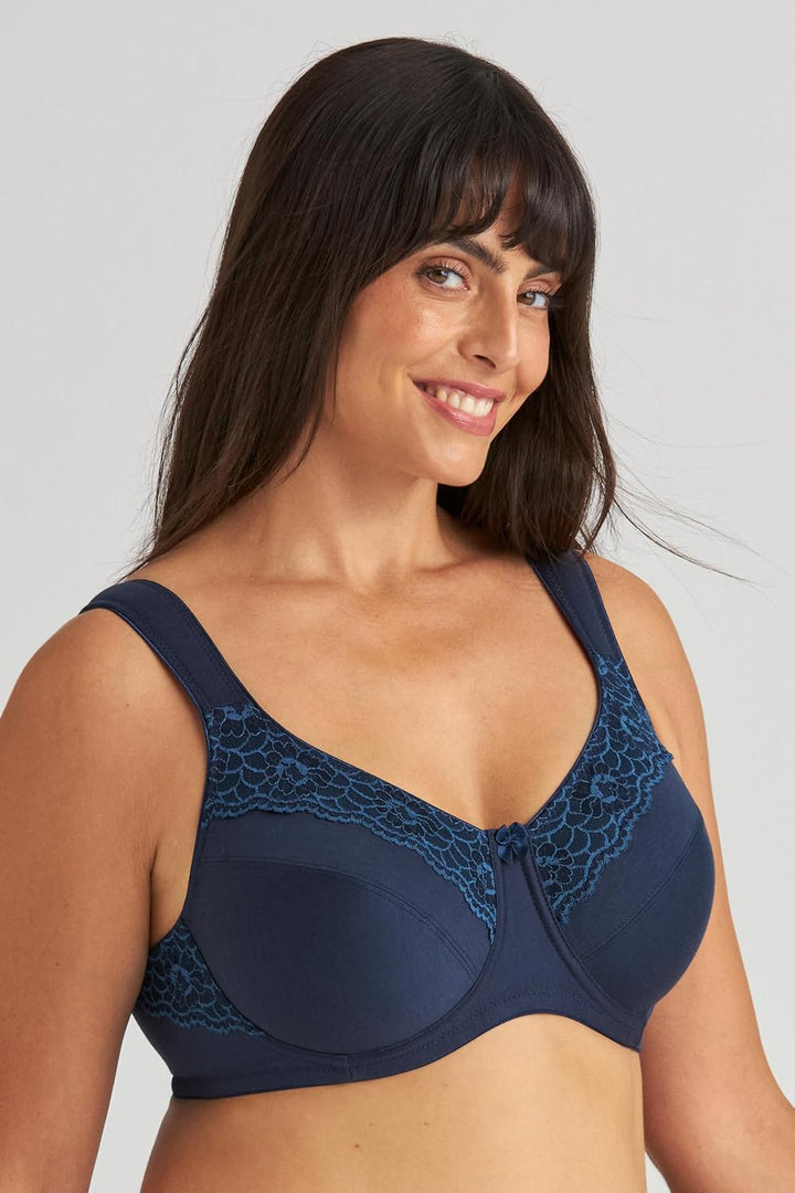 Miss Mary of Sweden Minimizer Bügel-BH Cotton Now Flatcup 75B Dunkelblau, 75B Dunkelblau