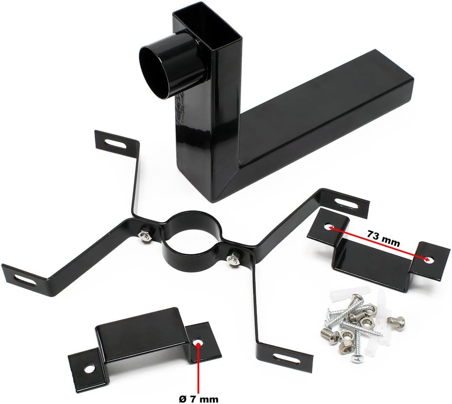 Wiltec Wandhalterung schwarz 50 x 120 x 250 mm für US Mailbox, amerikanischer Briefkasten mit Fahne,