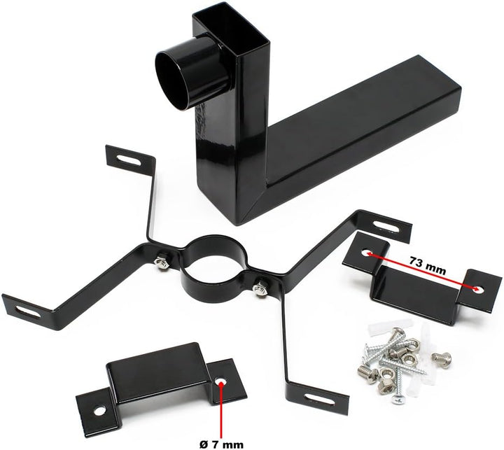 Wiltec Wandhalterung schwarz 50 x 120 x 250 mm für US Mailbox, amerikanischer Briefkasten mit Fahne,