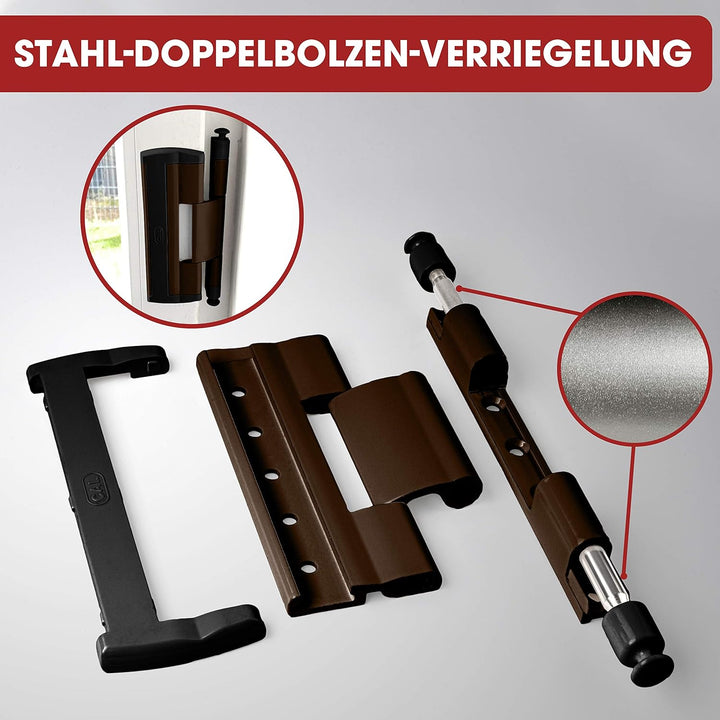 CAL Doublex H – Scharnierseitensicherung Fenstersicherung (braun) Bandsicherung Türsicherung Aushebe