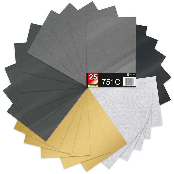 Finest Folia 25x Din A4 Bögen 29,7x21cm 751C Selbstklebende Plotterfolie Bastelfolie (Metallic, 25er