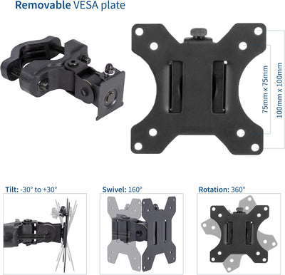 VIVO Mount-POLE01 Universal-Halterung aus Stahl mit abnehmbarer 75 mm und 100 mm VESA-Platte, passen