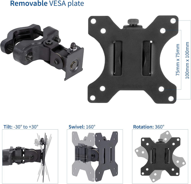 VIVO Mount-POLE01 Universal-Halterung aus Stahl mit abnehmbarer 75 mm und 100 mm VESA-Platte, passen