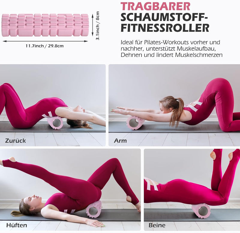 ALongSong Fitnessbänder Pilates Bar Set mit 6 Widerstandsbänder 20/30/40lbs oder 30/40/50lbs, Resist