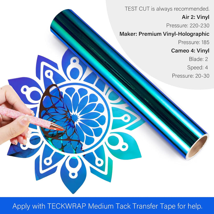 TECKWRAP Opal Craft selbstklebendes Vinyl, 0,3 m x 1,5 m, Pfauenblau, Pfauenblau