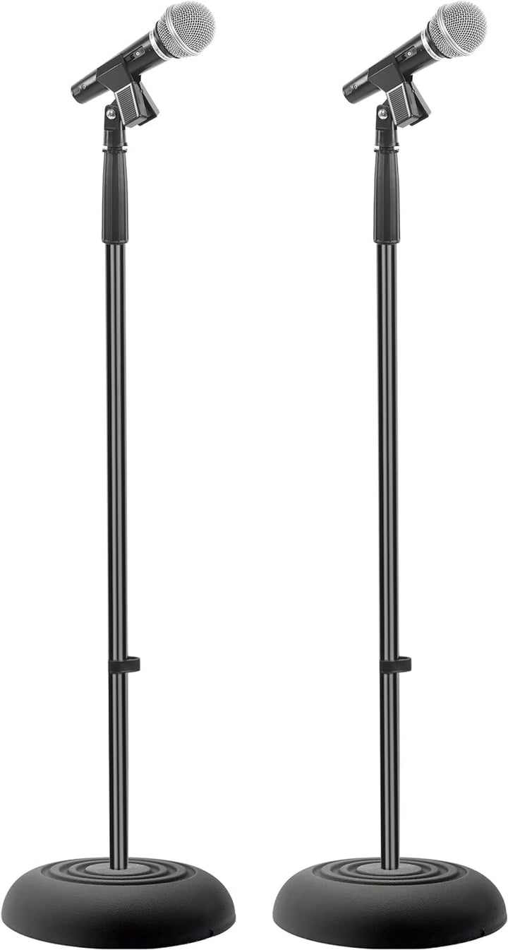 Pyle Mikrofonständer 2er-Set – Höhenverstellbare Mikrofonstative 85–152 cm mit runder Metallbasis –