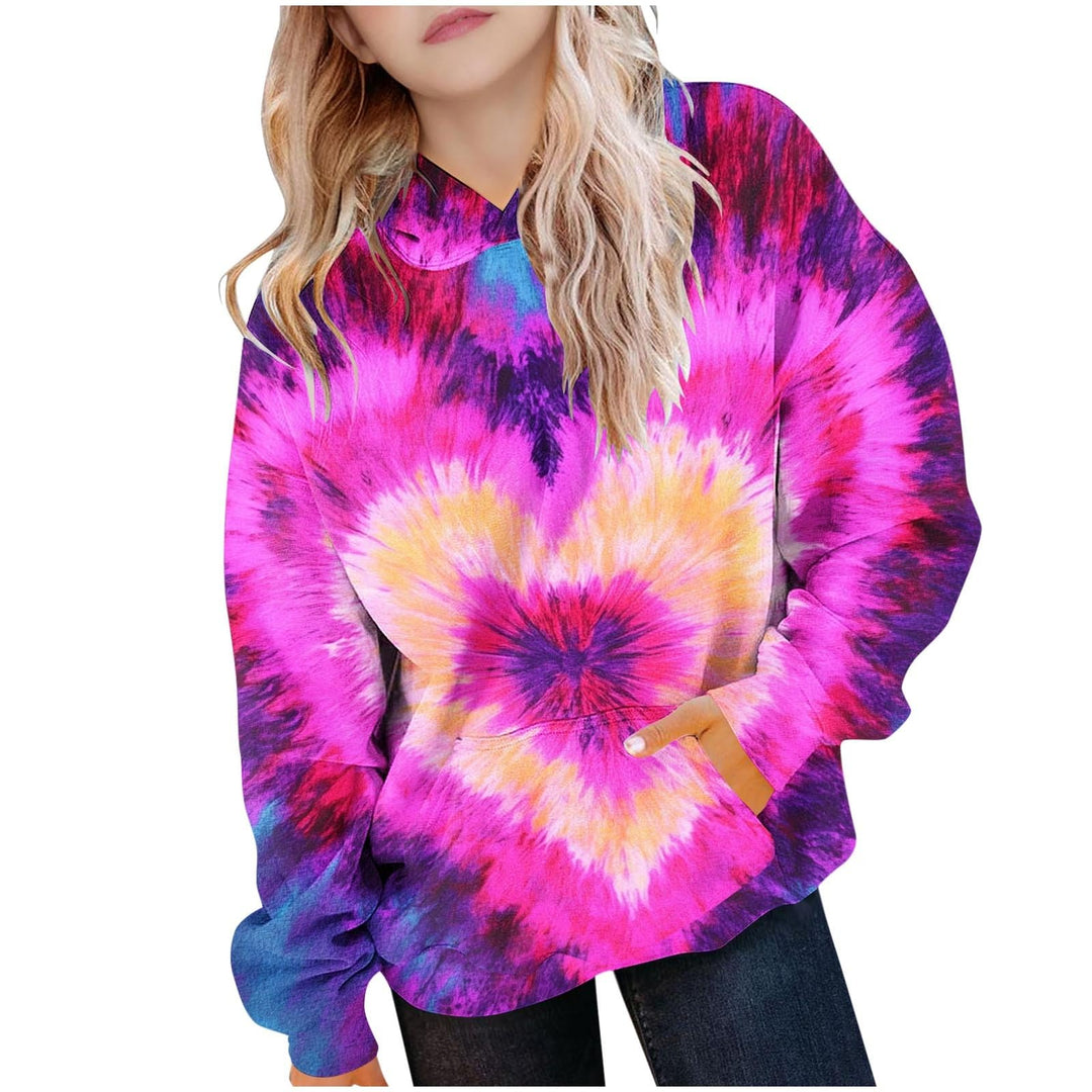 XINYUNZU Mädchen Kapuzenpullover Casual Hoodie Batik Sweatshirt mit Kapuze & Tasche Oberteile Langar