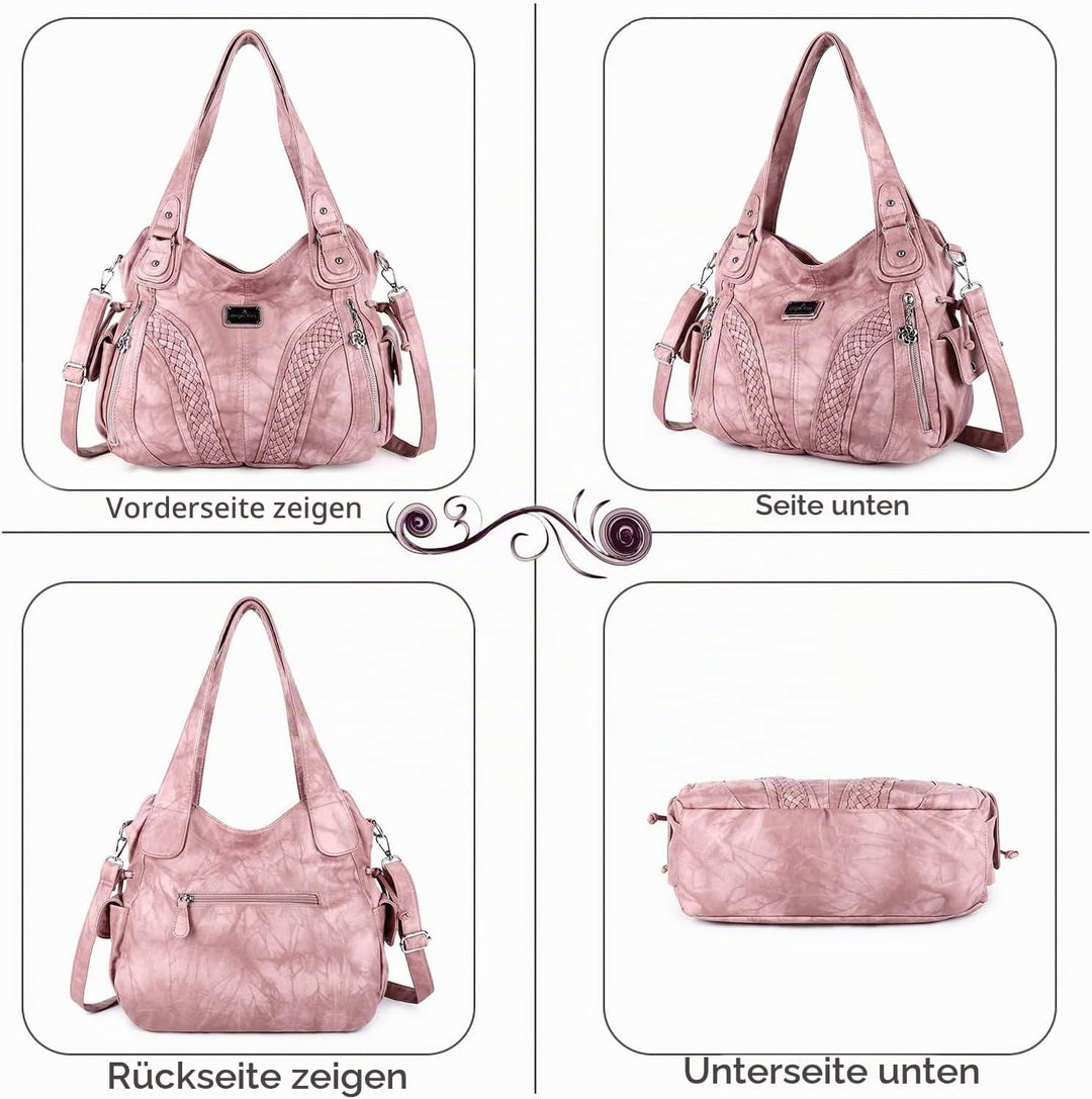 angel kiss Handtasche Damen Schultertasche Multifunktionale Umhängetaschen Wasserdicht PU Veganes Le