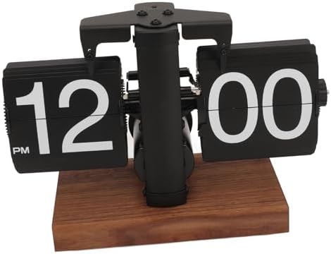 Flip Clock Vintage, Retro-Uhr, Automatisch Drehende, Batteriebetriebene Mechanische Uhr für Zuhause,