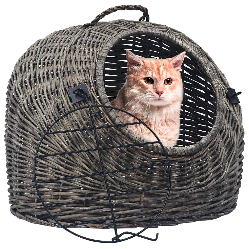 INLIFE Katzen-Transportkorb Grau 45x35x35 cm Natürliche Weide,1.85kg,170904