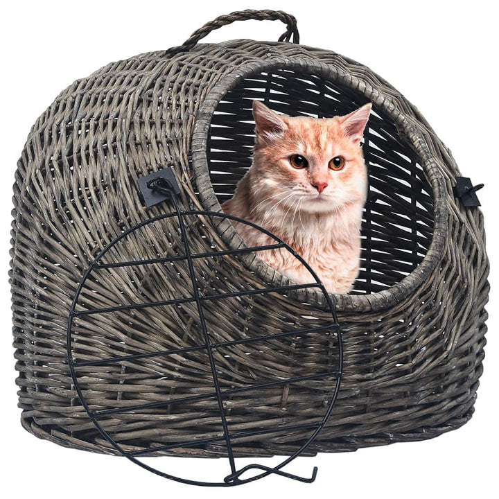 INLIFE Katzen-Transportkorb Grau 45x35x35 cm Natürliche Weide,1.85kg,170904