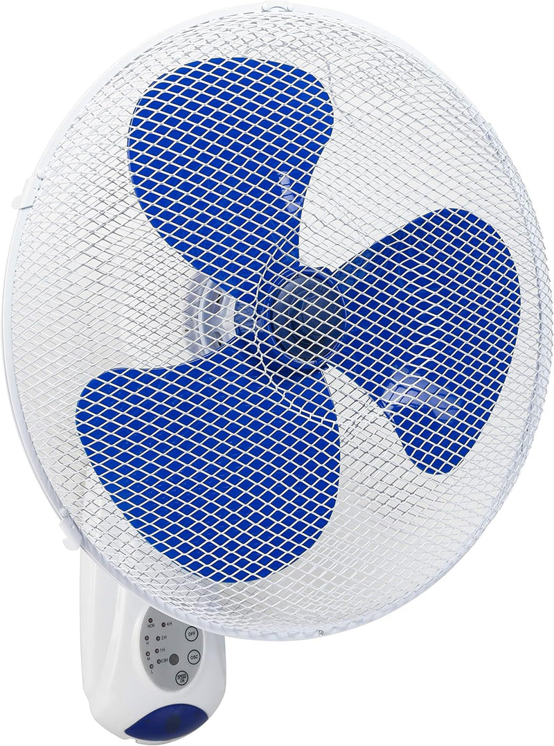 Bestron Wandventilator mit Fernbedienung, Dauernutzung von 7,5h, Höhe: 50 cm, Ø 40 cm, 45 W, Weiss