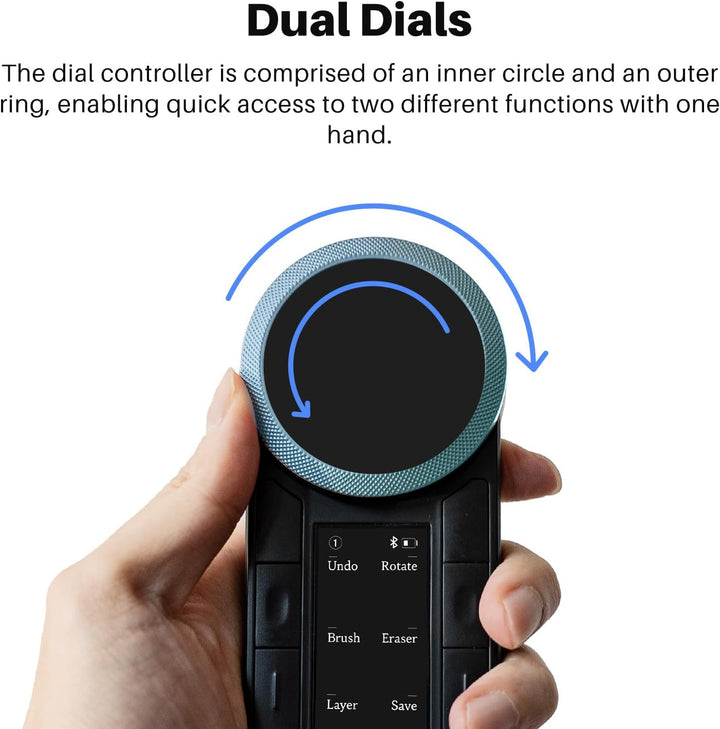 HUION Keydial Mini K40 Express Keys Remote Keyboard - Bluetooth 5.0, 10 anpassbare Tasten, Dual Dial