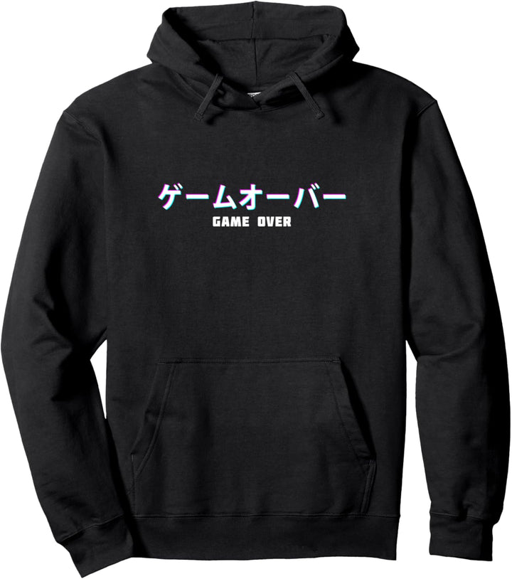 Game Over Japanese Text Sad Vaporwave Aesthetic Pullover Hoodie