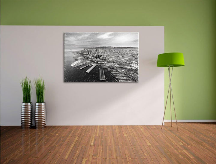 Pixxprint San Francisco bei Sonnenuntergang als Leinwandbild/Grösse: 100x70 cm/Wandbild/Kunstdruck/f