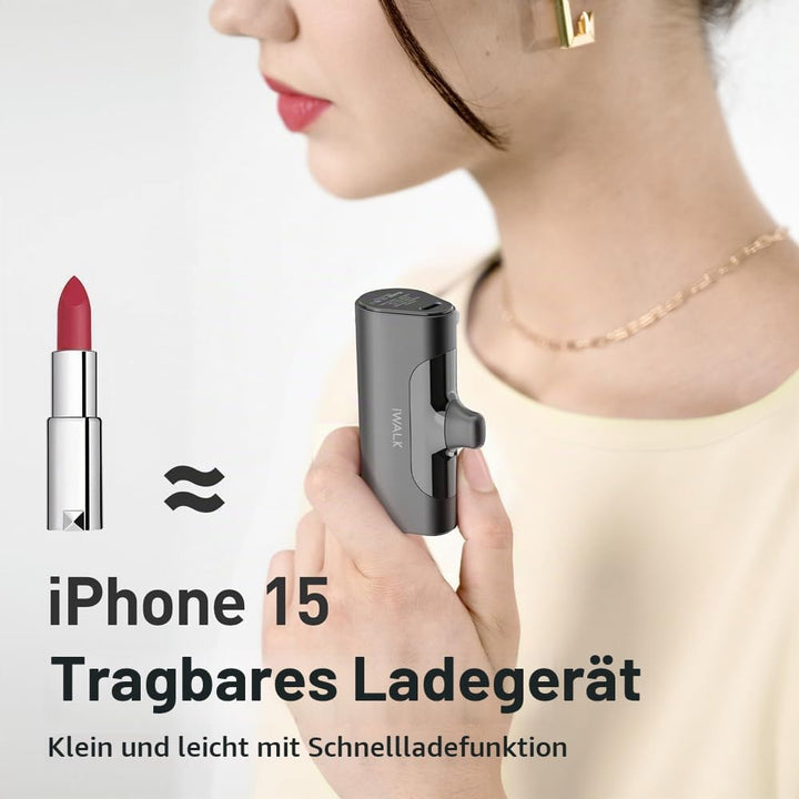 iWALK Mini Powerbank 4500mAh,USB-C 20W Tragbares Ladegerät Quick Charge,Externer Akku für Tasche/Rei