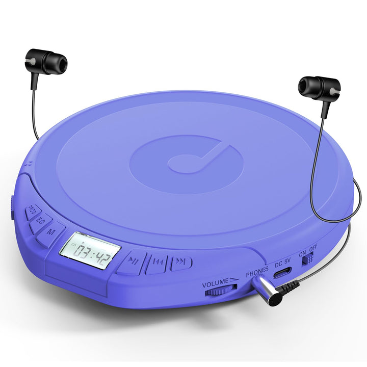 Gueray CD Player Tragbar Kinder Tragbarer CD-Player fürs Auto Discman mit Kopfhörer LCD-Display Unte
