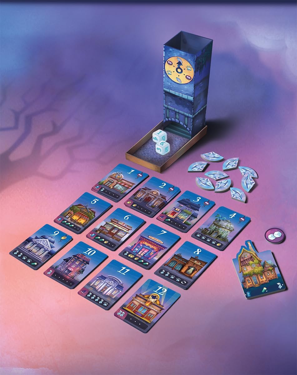 Asmodee, Spooky Tower, DE-Version, Kompetitives Familienspiel mit Geister-Thema für 2-4 Spieler ab 8
