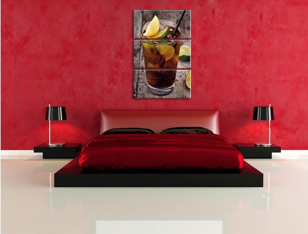 Pixxprint Cuba Libre Original als Leinwandbild | Grösse: 3 Teilig (120x80) | Wandbild| Kunstdruck |