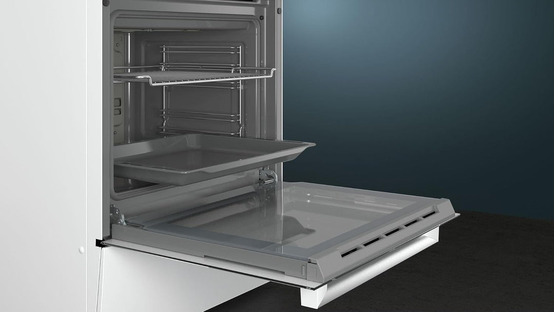 Siemens HK9R3A220 iQ300 freistehender Elektroherd mit Glaskeramik-Kochfeld / A / 60 cm / Weiss / eco