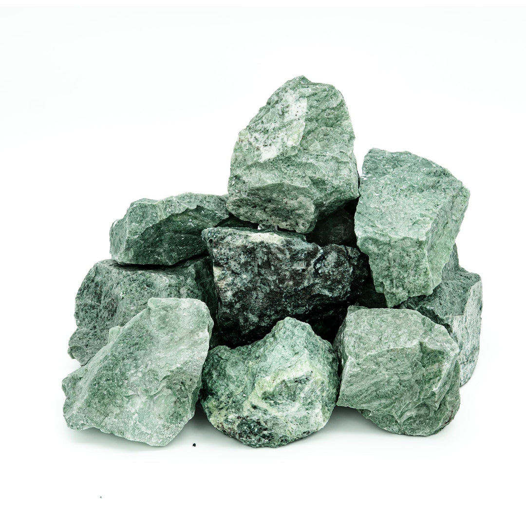 Saunasteine Jadeit 15 kg – Gebrochen, 10–15 cm | Höchste Haltbarkeit, Langanhaltende Wärme | Für Ele