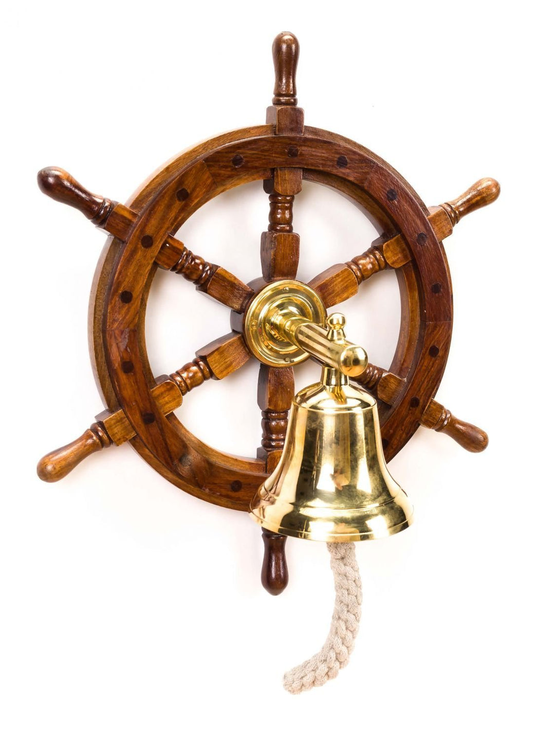 GR Maritimes Schiff-Steuerrad mit Glocke aus Messing Schiffssteuerrad Schiffsglocke