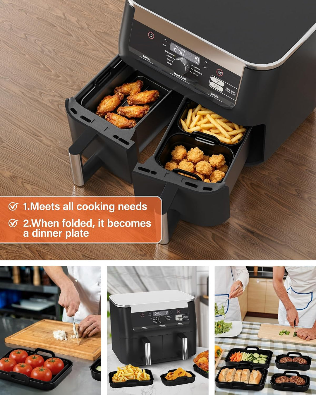 Silikonform Heissluftfritteuse, Airfryer Zubehör 4 Stück für Ninja AF400EU SL400EU AF451EU, COSORI,
