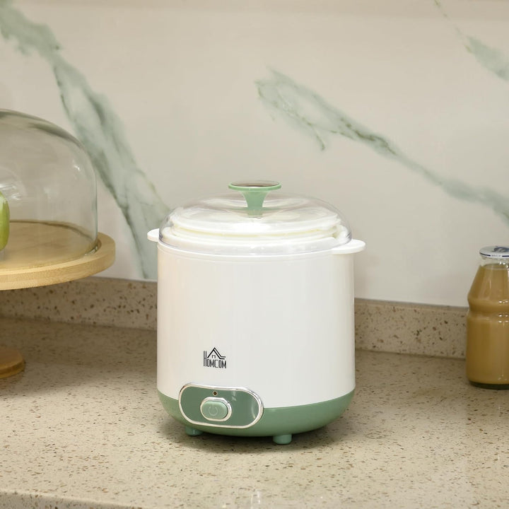 HOMCOM Joghurtbereiter, 1,5 L Joghurtmaschine mit Sieb, Deckel, 20 W Joghurt-Maker für griechischen