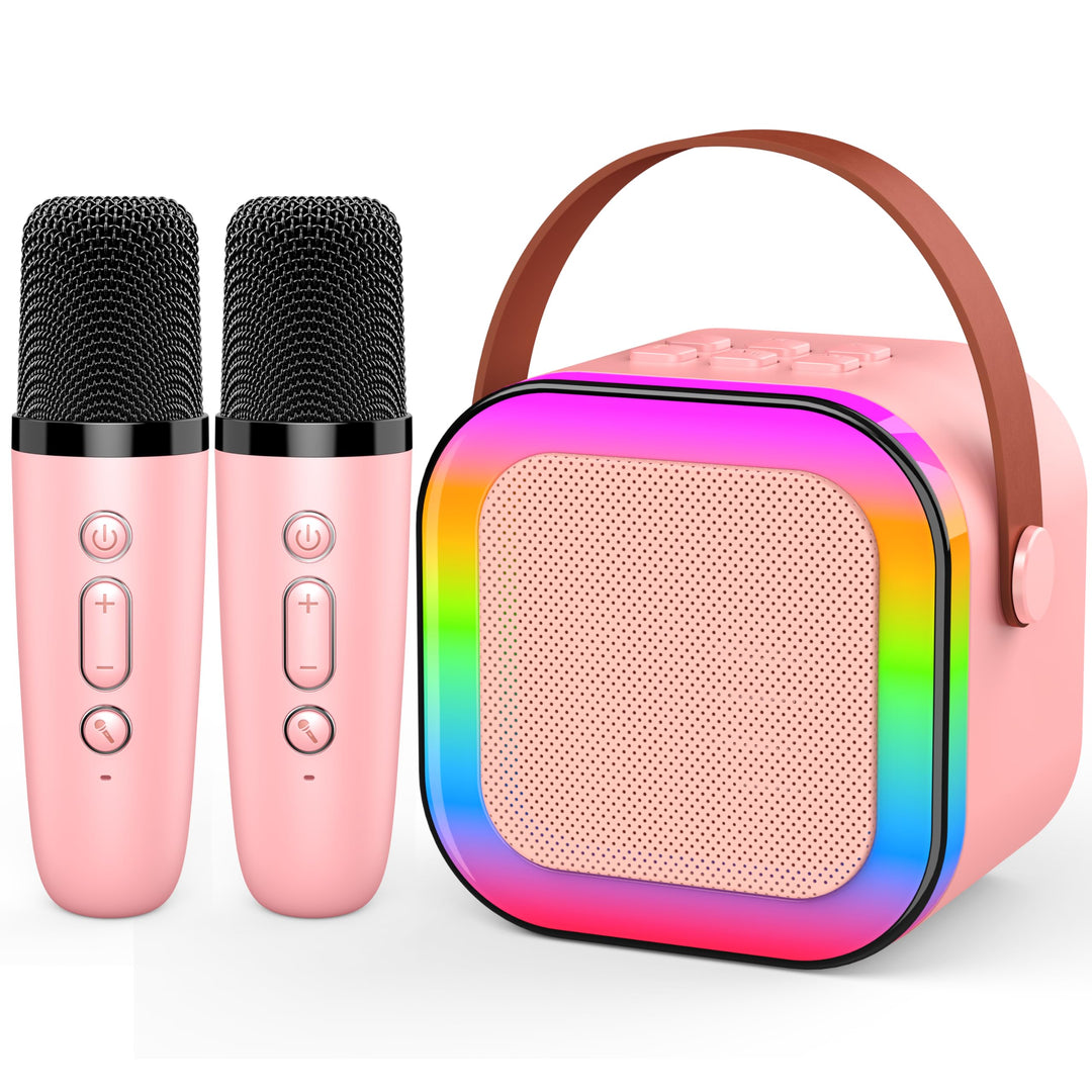 Karaoke Maschine mit 2 Mikrofon Kinder Bluetooth, Geschenk Spielzeug Mädchen 3-12 Jahre, Tragbarer K