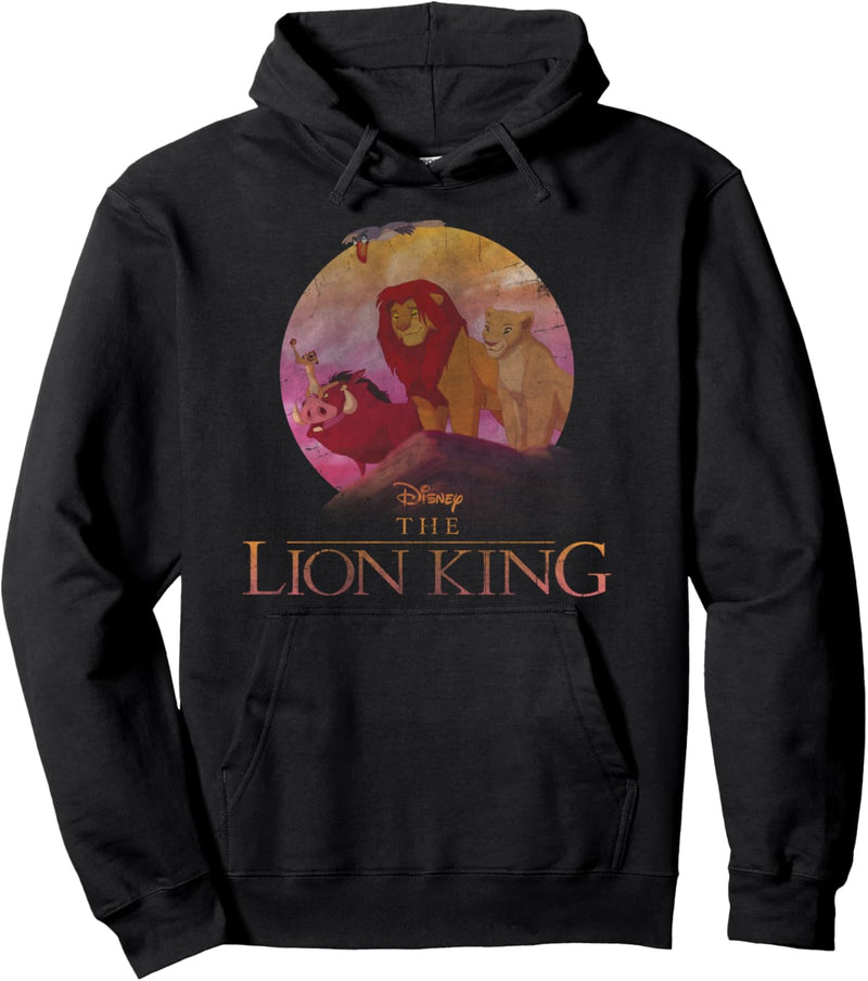 Disney The Lion King Group Shot Distressed Title Logo Pullover Hoodie