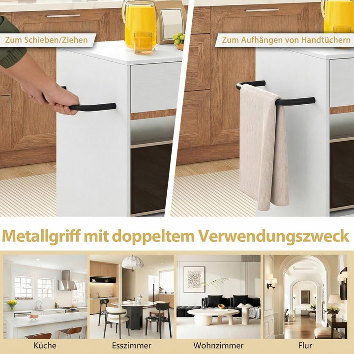 COSTWAY Küchenwagen mit Rollen, Servierwagen mit Arbeitsplatte, Schublade &amp; 3 Gewürzregalen, mobiler
