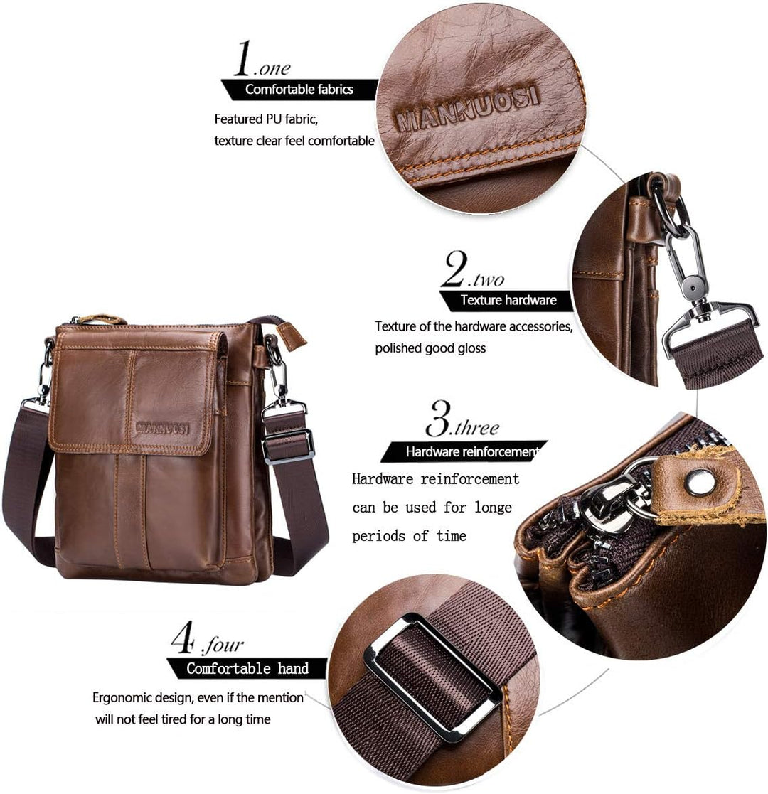 Herren Schultertaschen Geschäft Erste Schicht Rindsleder Beiläufig Crossbody Tasche DE470 Braun, Bra