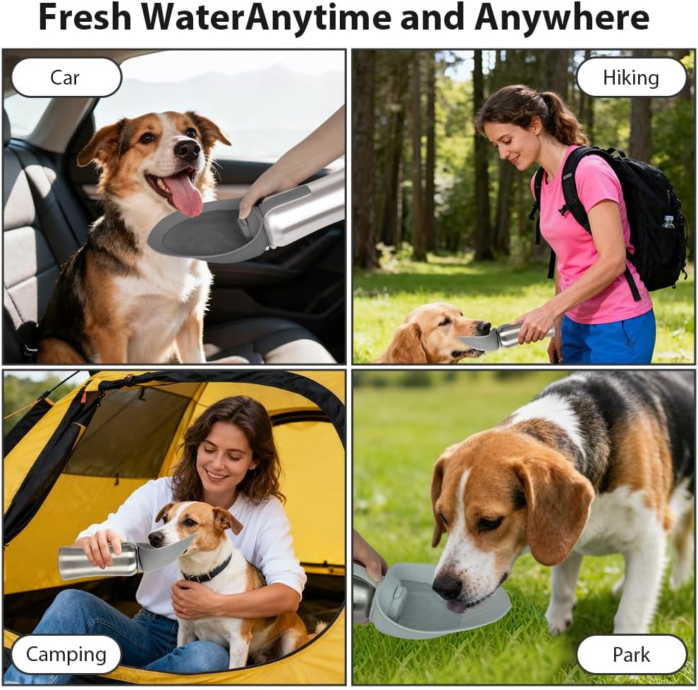 Tragbare Hunde Trinkflasche, 700 ML Isolierte Edelstahl Trinkflasche Für Hunde, Auslaufsichere Haust