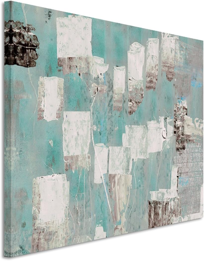 Paul Sinus Art 80x60cm Fotoleinwand Leinwanddruck Kunstdruck Wandbild türkis blau beige grau