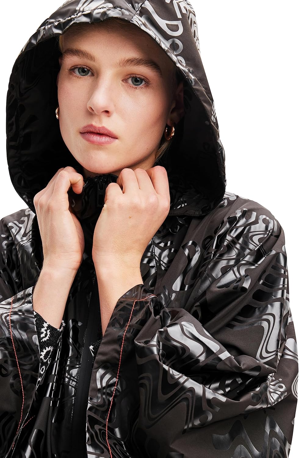 Desigual Women's Poncho_LOGOMANIA Bergen, Black, One Size