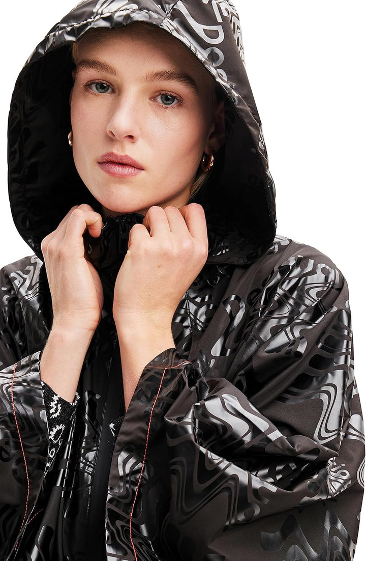 Desigual Women's Poncho_LOGOMANIA Bergen, Black, One Size
