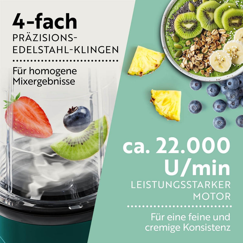 GOURMETmaxx Mr. Magic Smoothie Maker 18-teilig | Standmixer mit 8 Funktionen, inkl. To-Go Funktion m